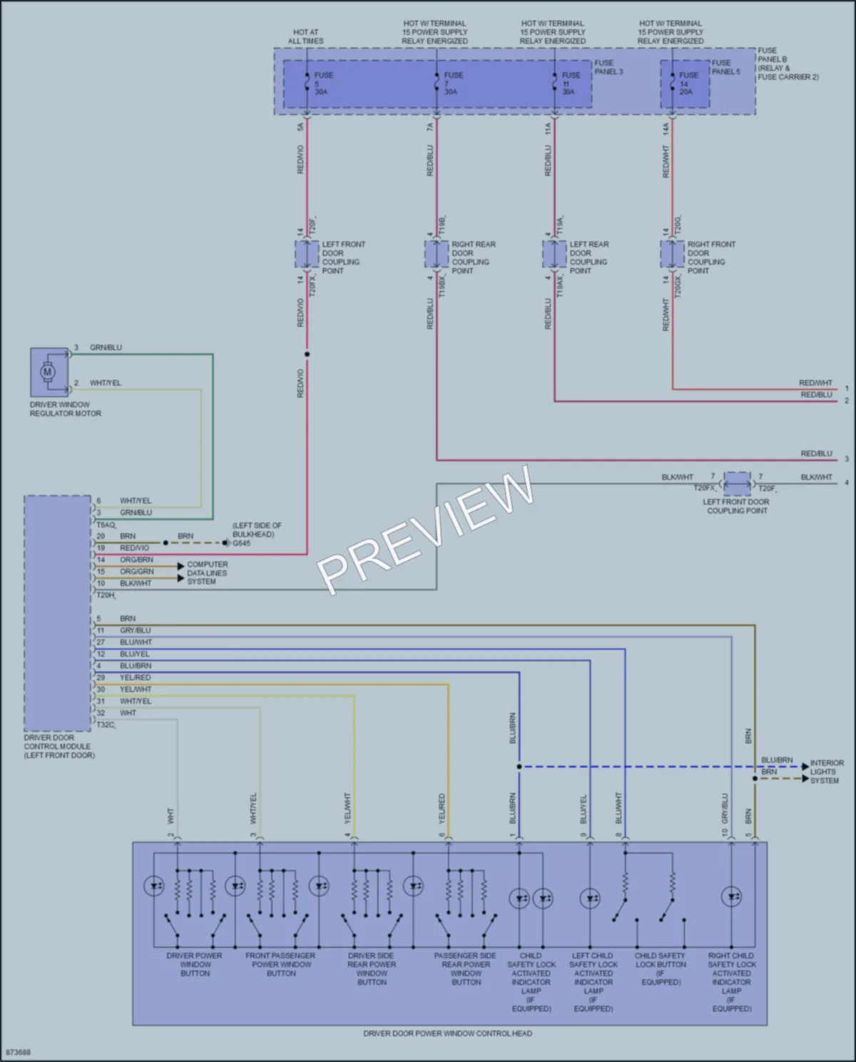 2024 Audi SQ7 Power Windows wiring diagram preview