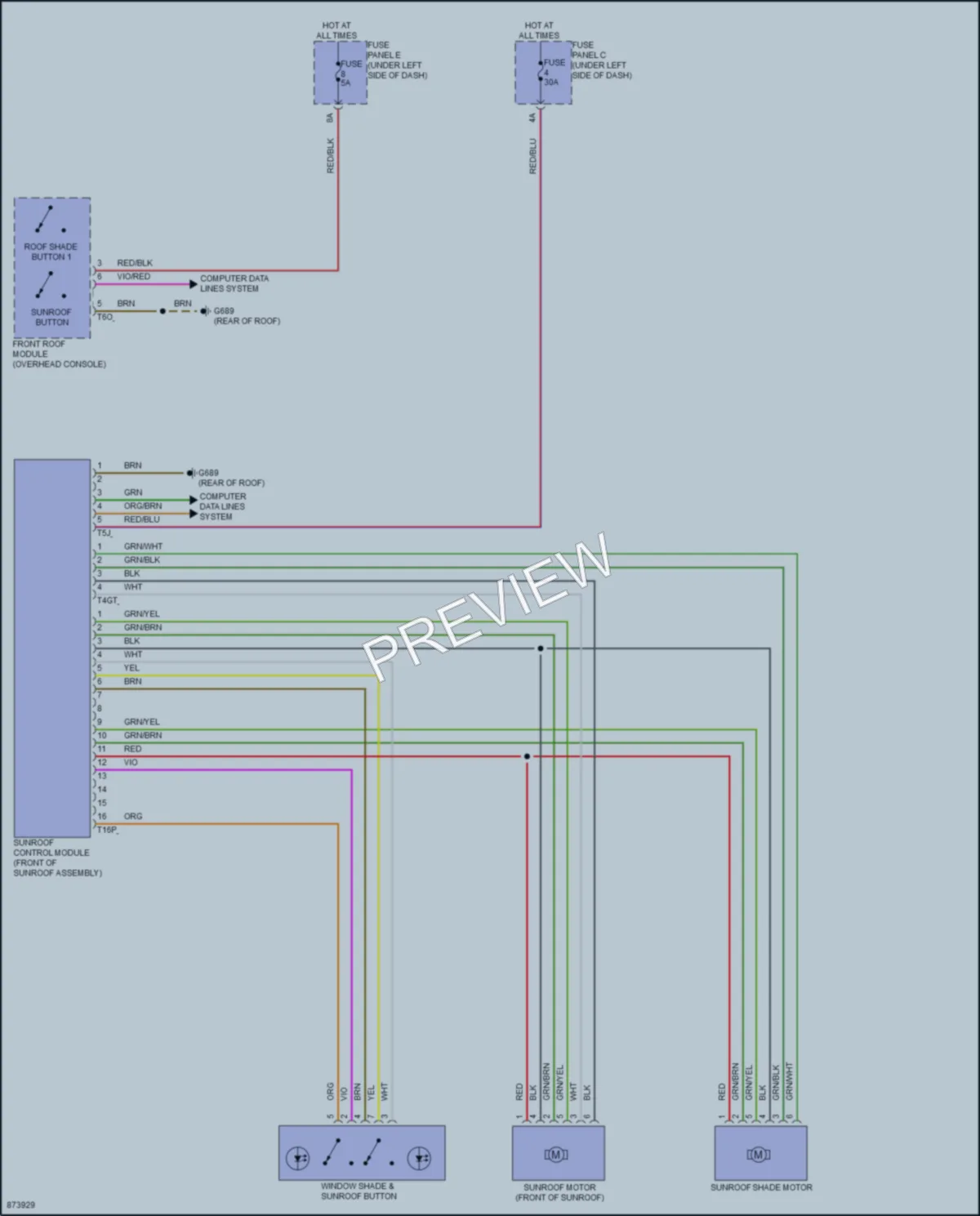 2024 Audi SQ8 Power Top Sunroof wiring diagram preview