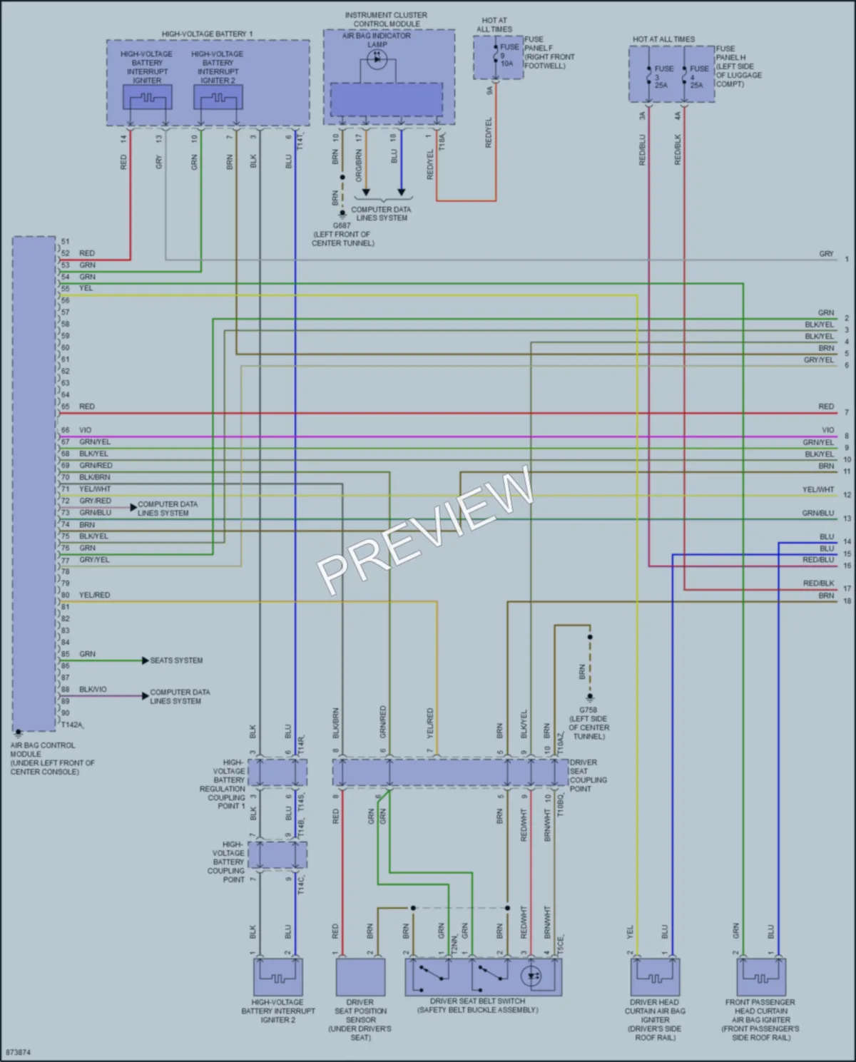 2024 Audi SQ8etron Supplemental Restraints wiring diagram preview