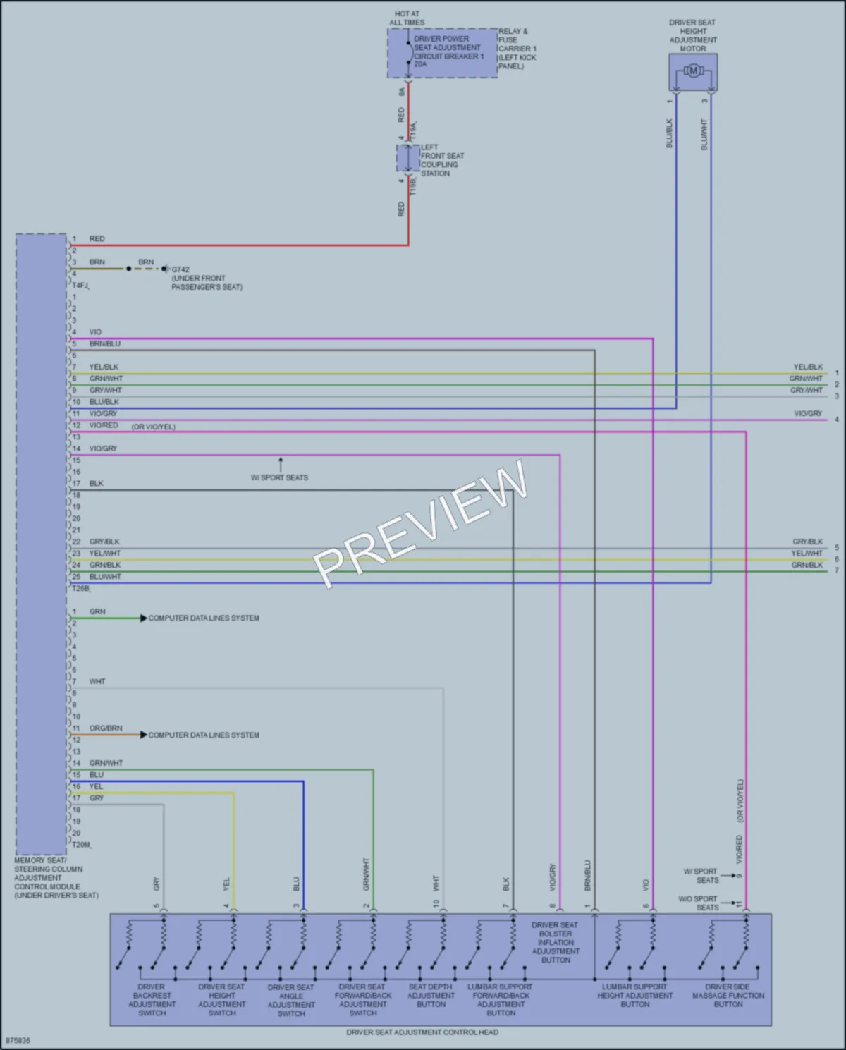 2024 Audi etronGT Memory Systems wiring diagram preview