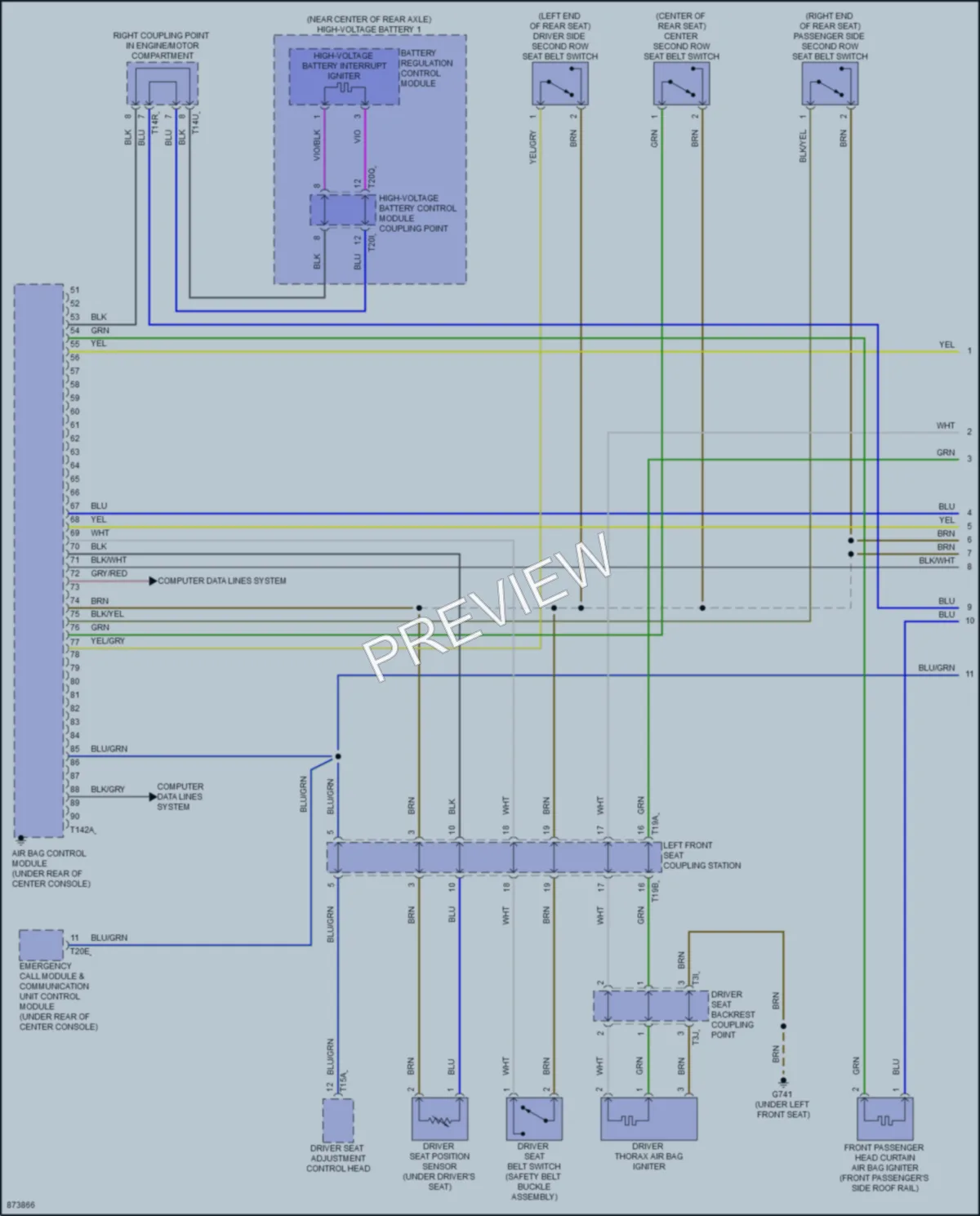 2024 Audi etronGT Supplemental Restraints wiring diagram preview