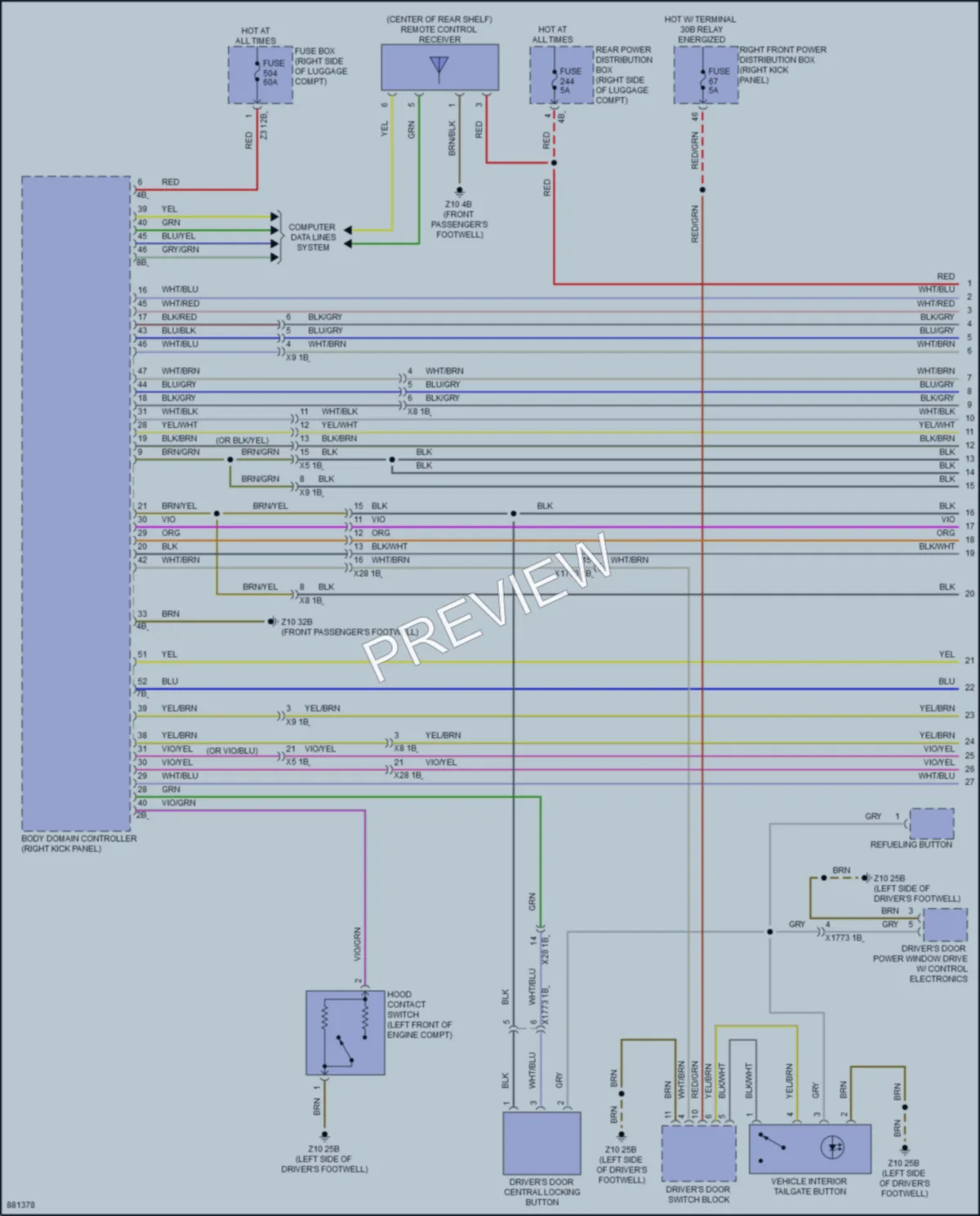 2024 BMW 330e Power Door Locks wiring diagram preview