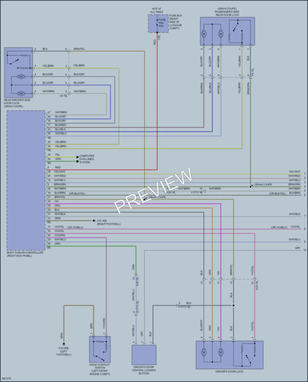 2024 BMW 430i Power Door Locks wiring diagram preview