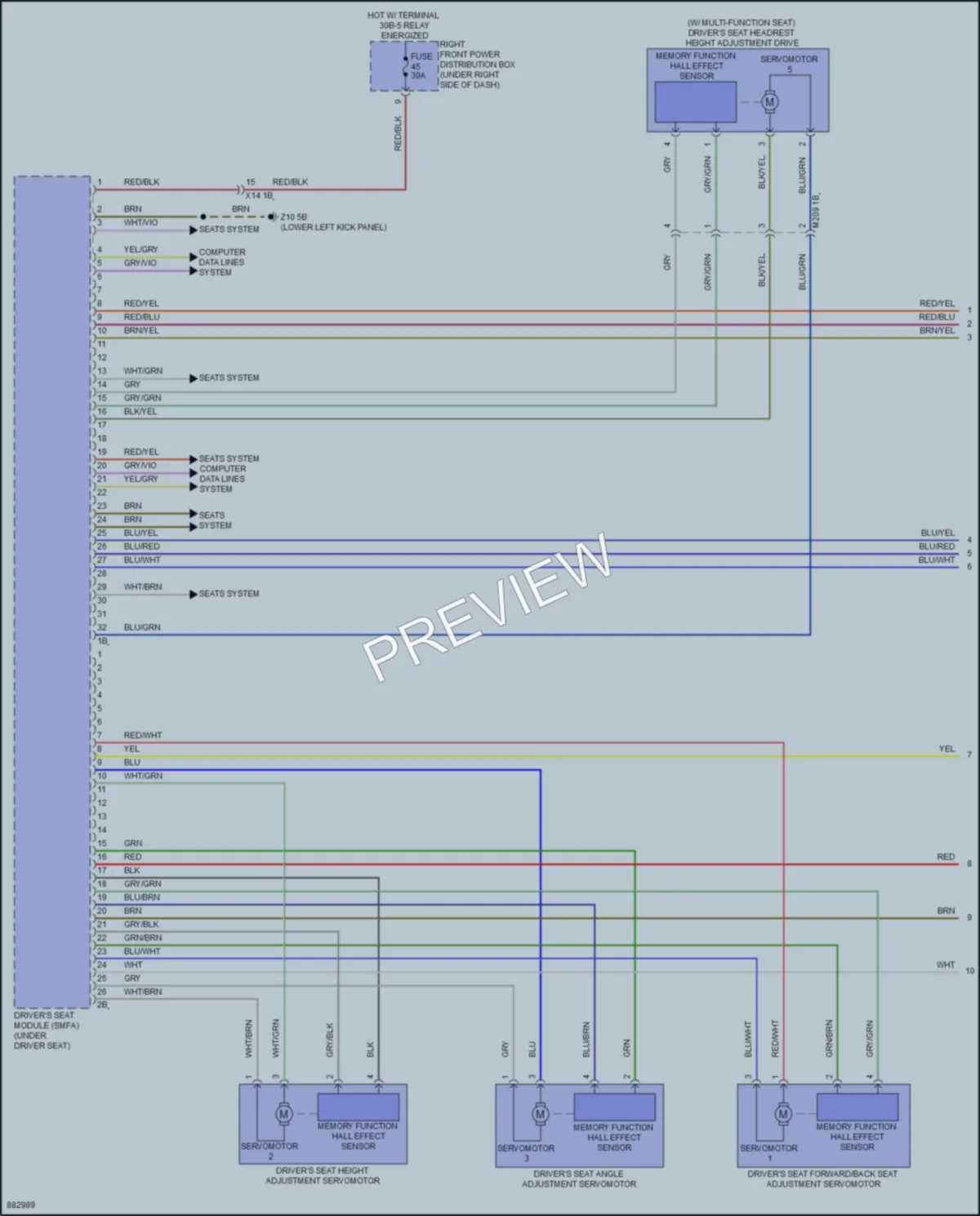 2024 BMW 530i Memory Systems wiring diagram preview