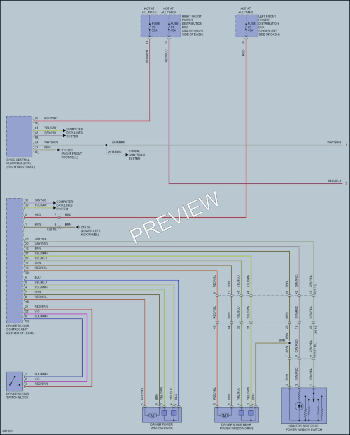 2024 BMW 530i Power Windows wiring diagram preview