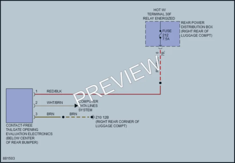 2024 BMW 530i Trunk Tailgate Fuel Door wiring diagram preview