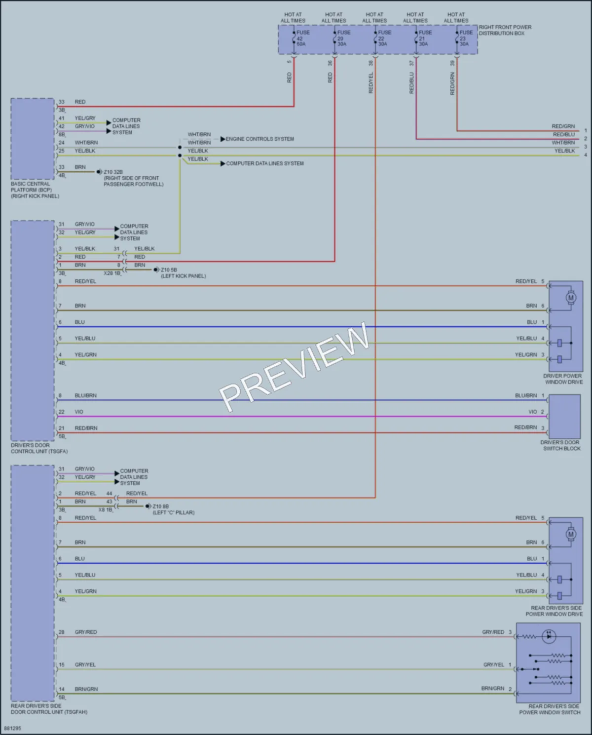 2024 BMW 740i Power Windows wiring diagram preview