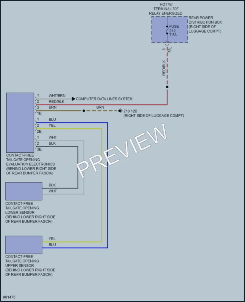 2024 BMW 740i Trunk Tailgate Fuel Door wiring diagram preview