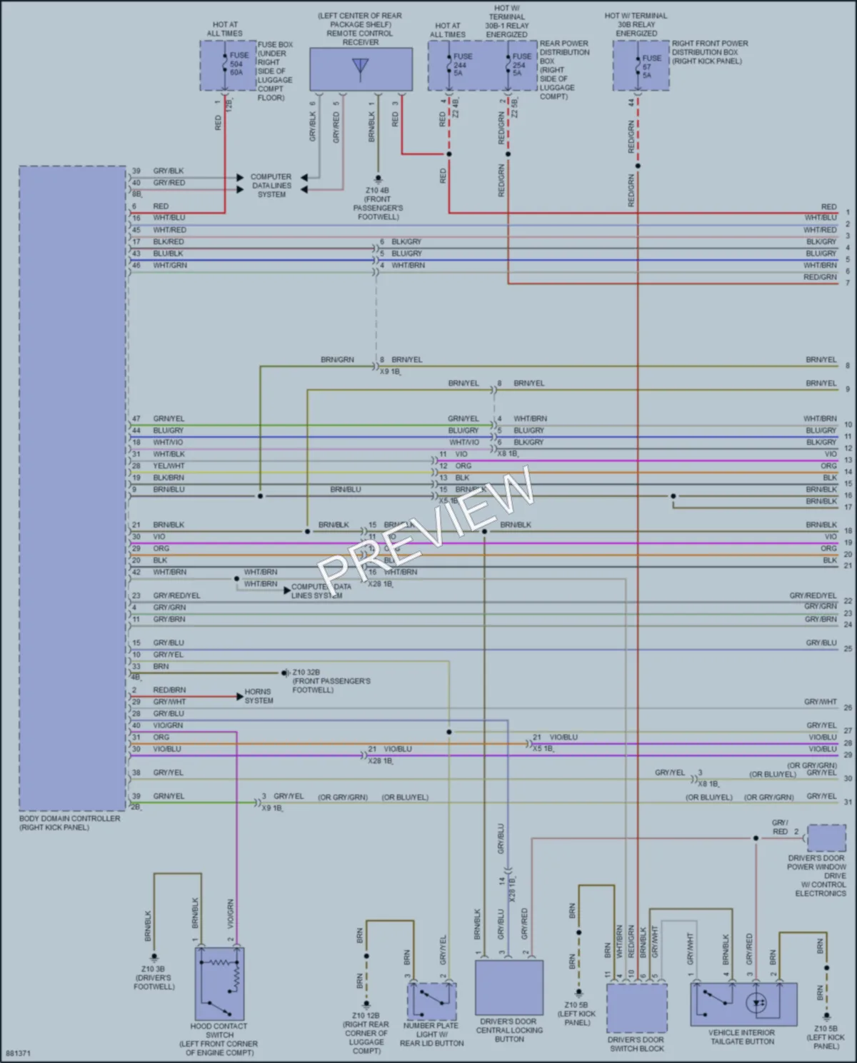 2024 BMW 840iGranCoupe Power Door Locks wiring diagram preview