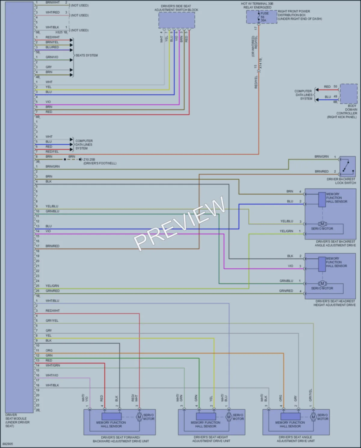 2024 BMW M2 Memory Systems wiring diagram preview