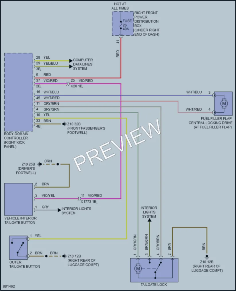2024 BMW M2 Trunk Tailgate Fuel Door wiring diagram preview