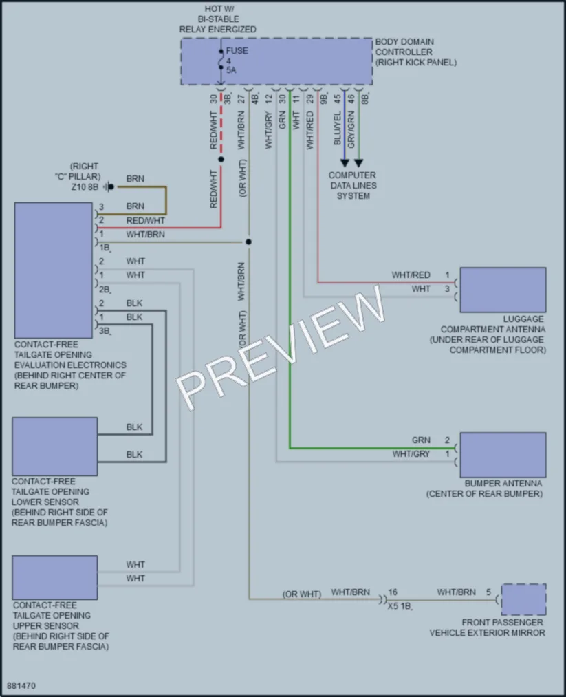 2024 BMW M440i Trunk Tailgate Fuel Door wiring diagram preview