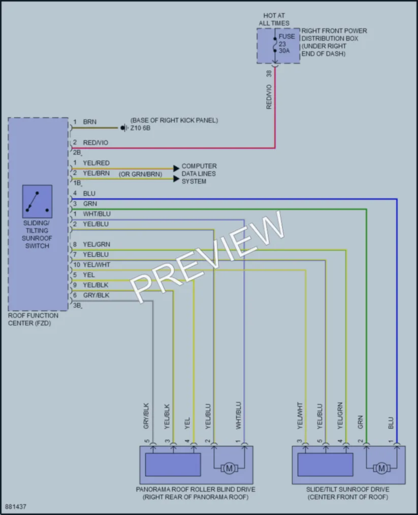 2024 BMW X1SAV Power Top Sunroof wiring diagram preview