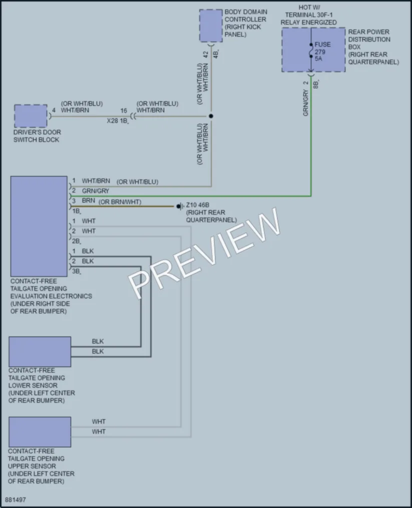 2024 BMW X3M Trunk Tailgate Fuel Door wiring diagram preview