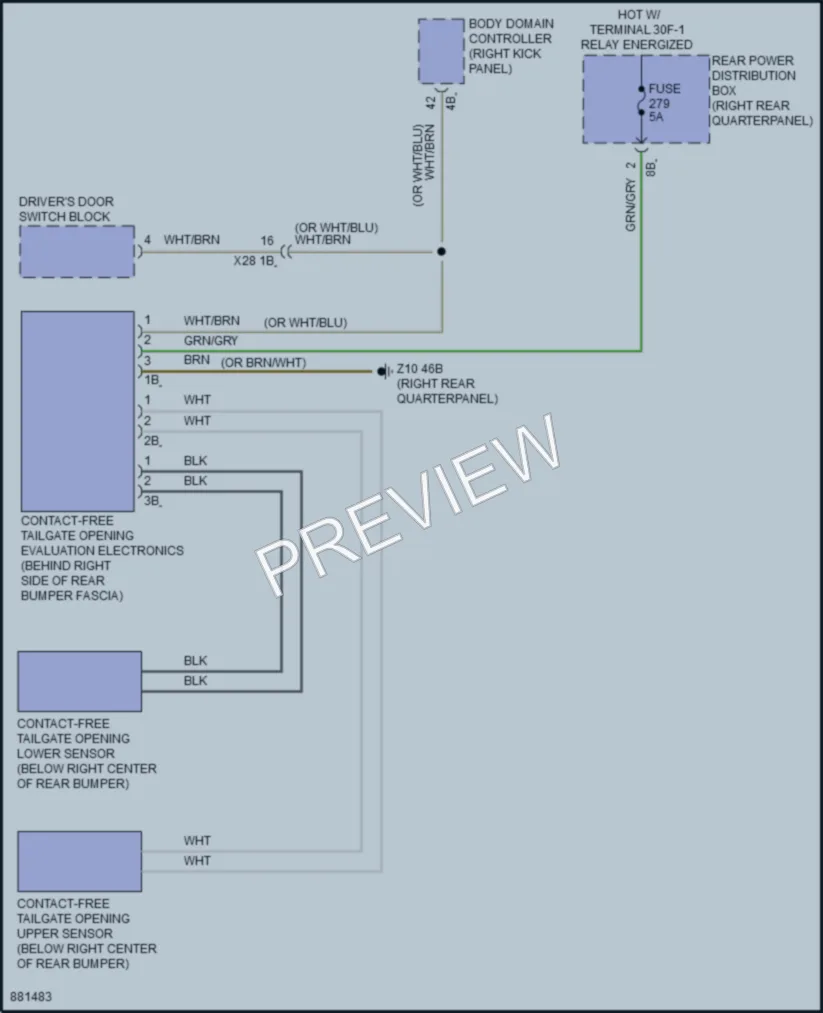 2024 BMW X4 Trunk Tailgate Fuel Door wiring diagram preview