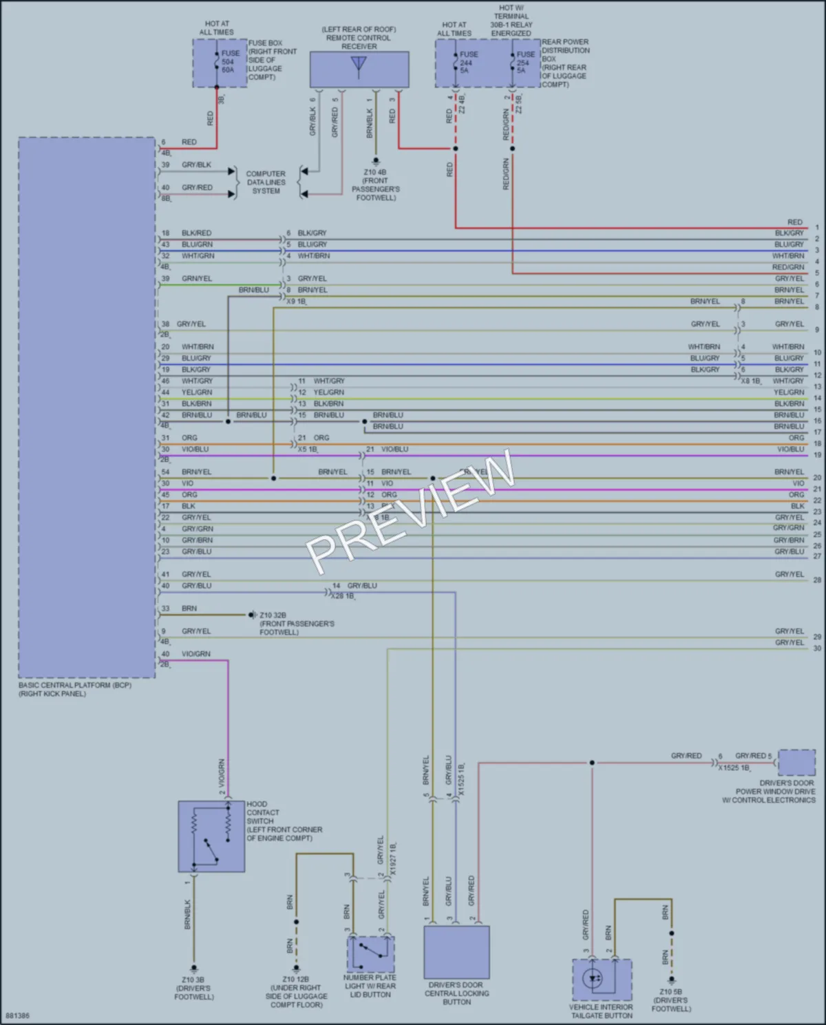 2024 BMW XM Power Door Locks wiring diagram preview