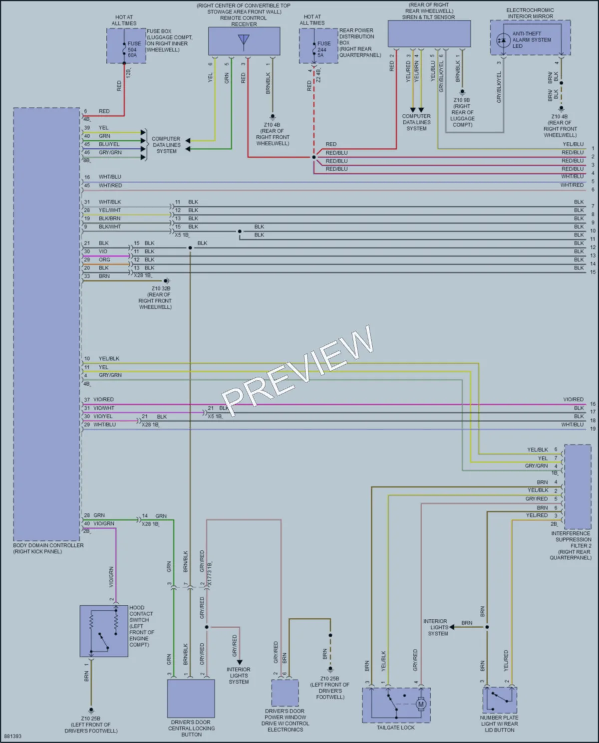2024 BMW Z4 Power Door Locks wiring diagram preview