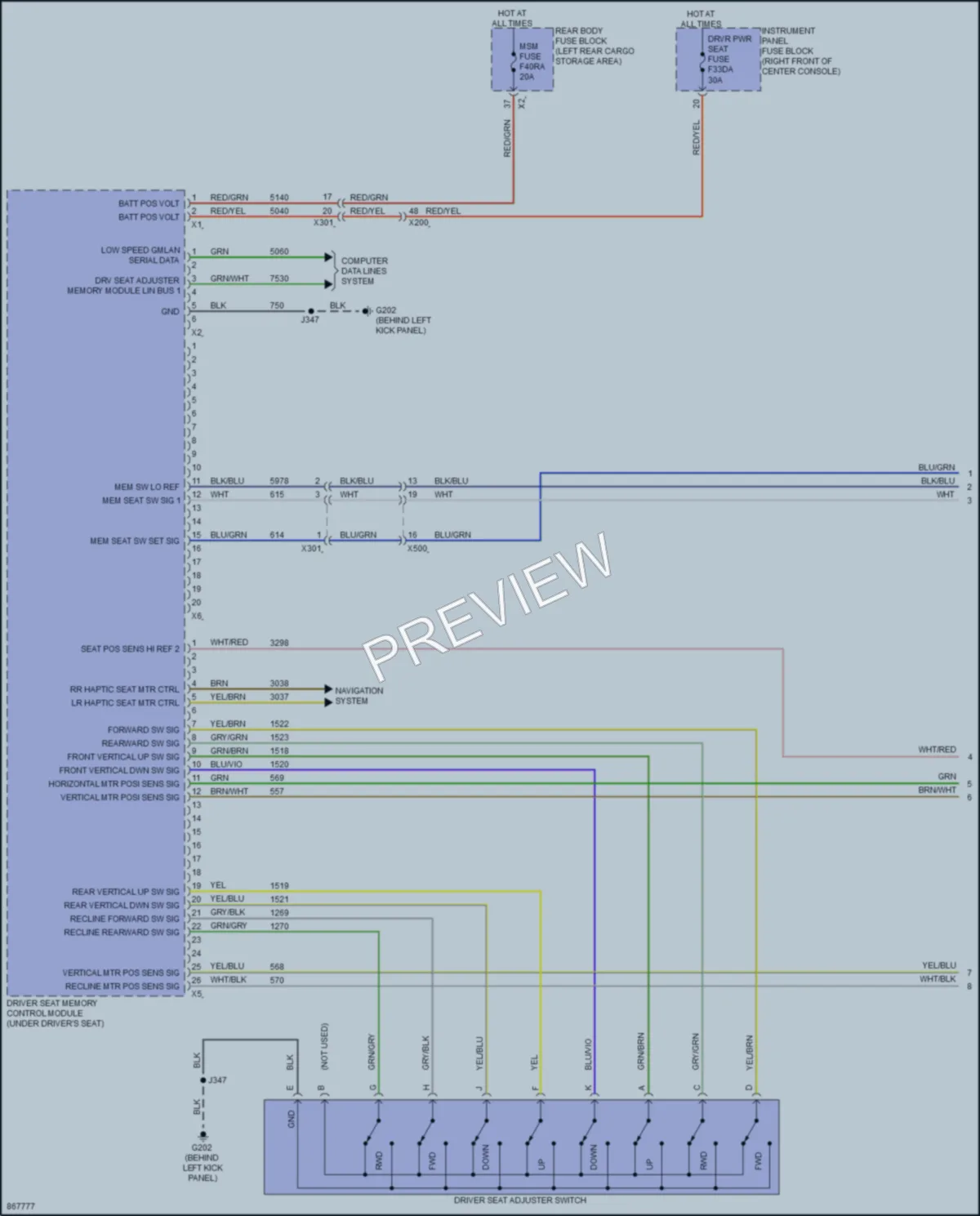 2024 Buick Enclave Memory Systems wiring diagram preview