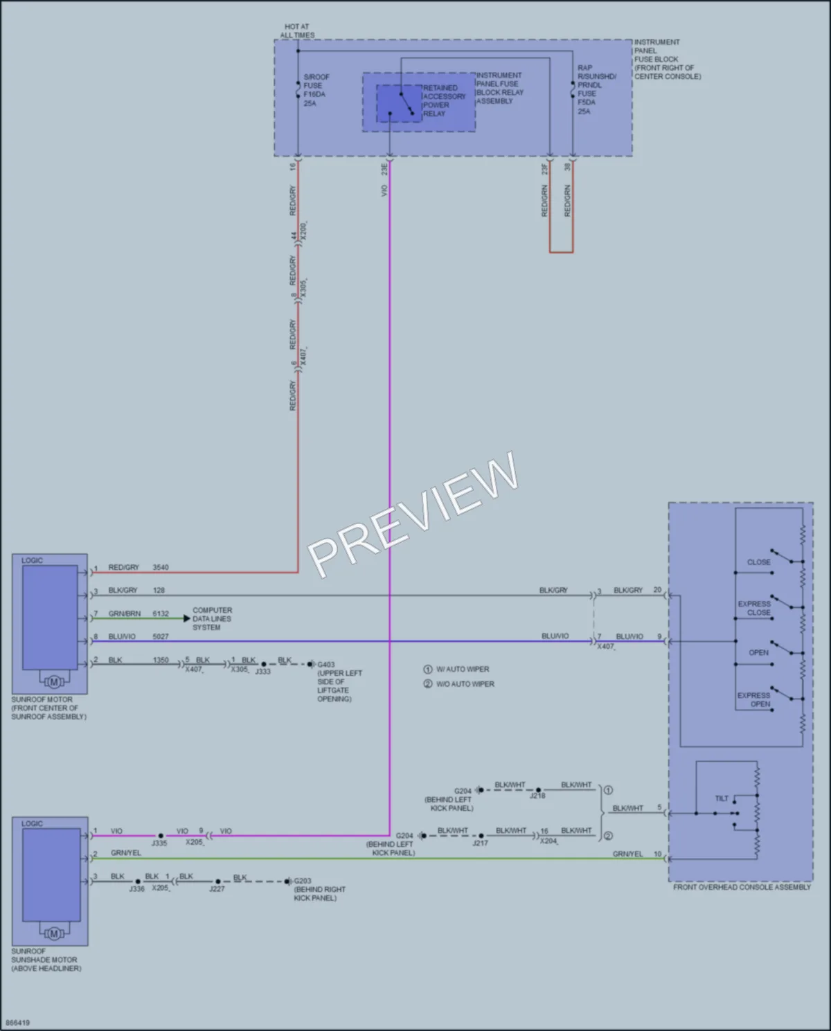 2024 Buick Enclave Power Top Sunroof wiring diagram preview