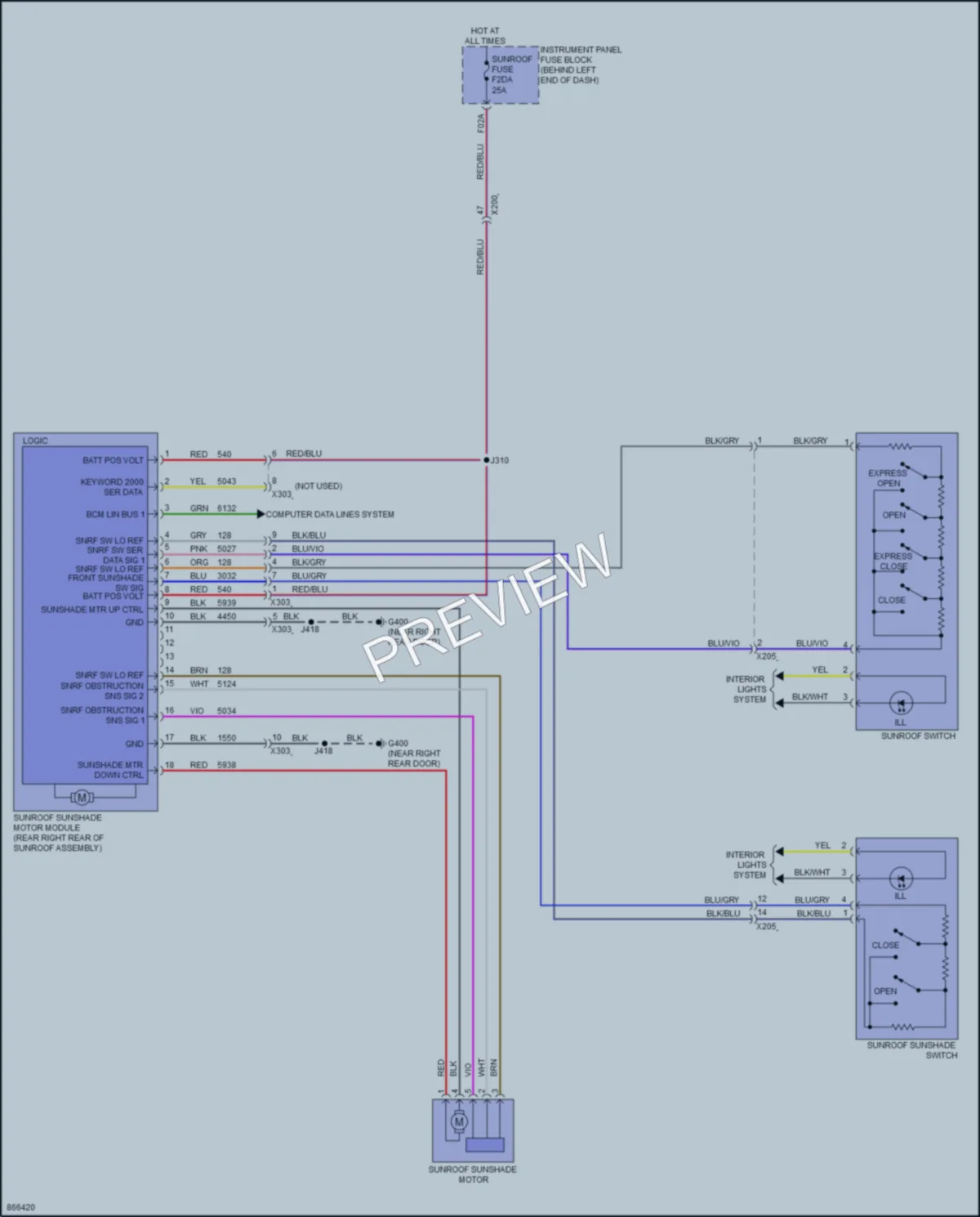 2024 Buick EncoreGX Power Top Sunroof wiring diagram preview