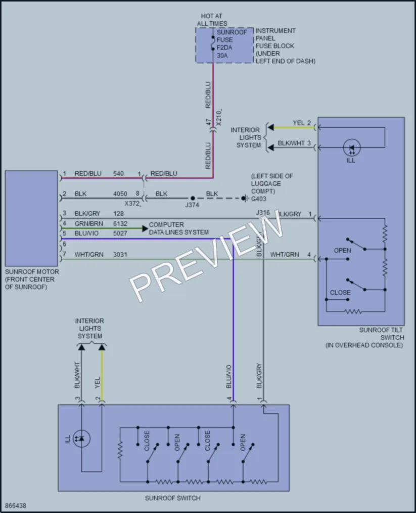 2024 Buick Envista Power Top Sunroof wiring diagram preview