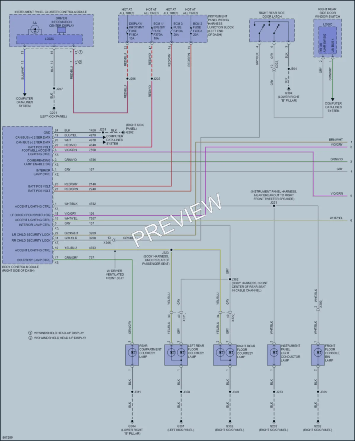 2024 Cadillac CT4V Interior Lights wiring diagram preview