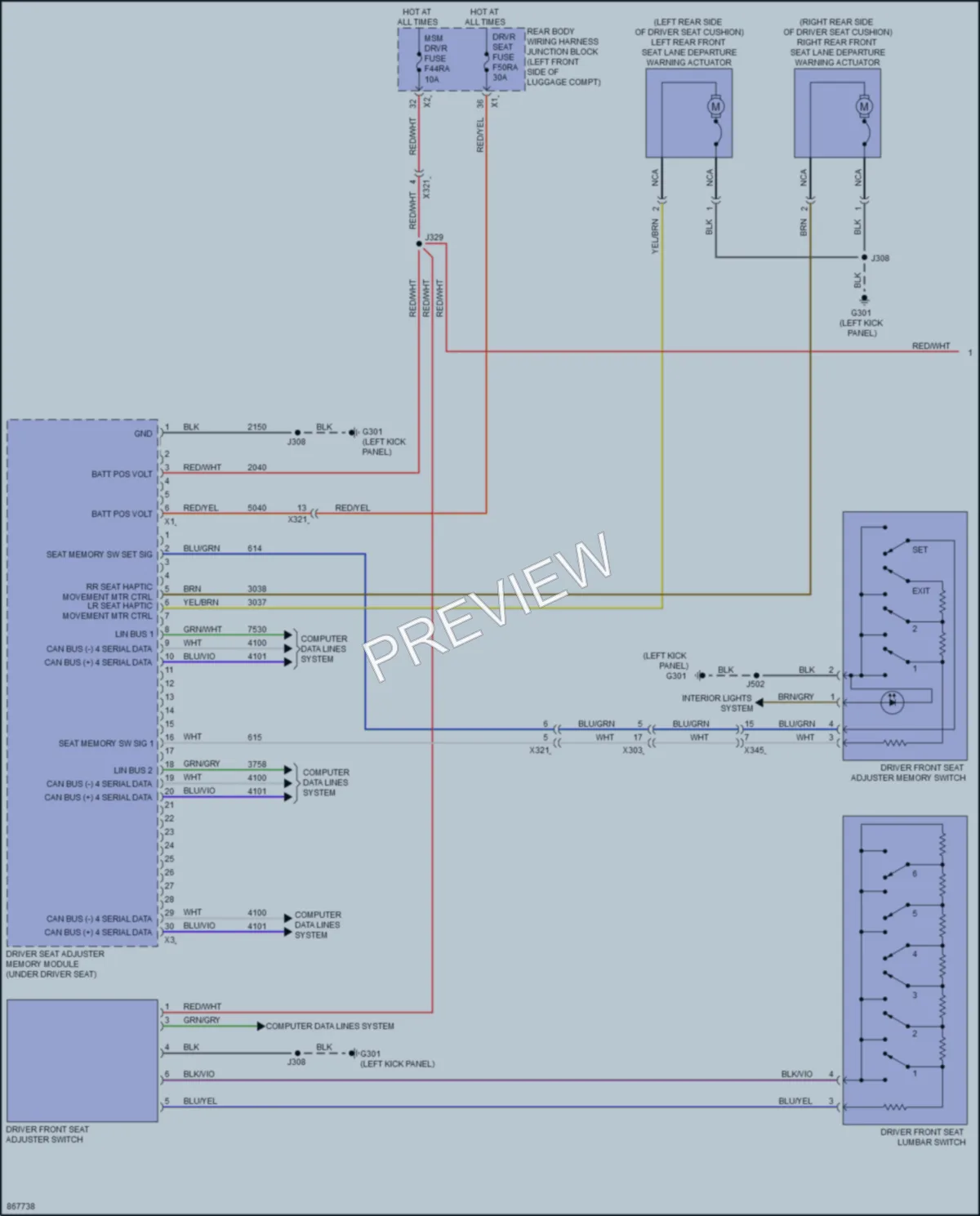 2024 Cadillac CT4V Memory Systems wiring diagram preview