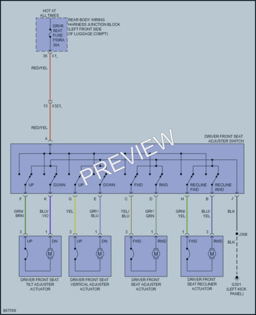 2024 Cadillac CT4V Power Seats wiring diagram preview