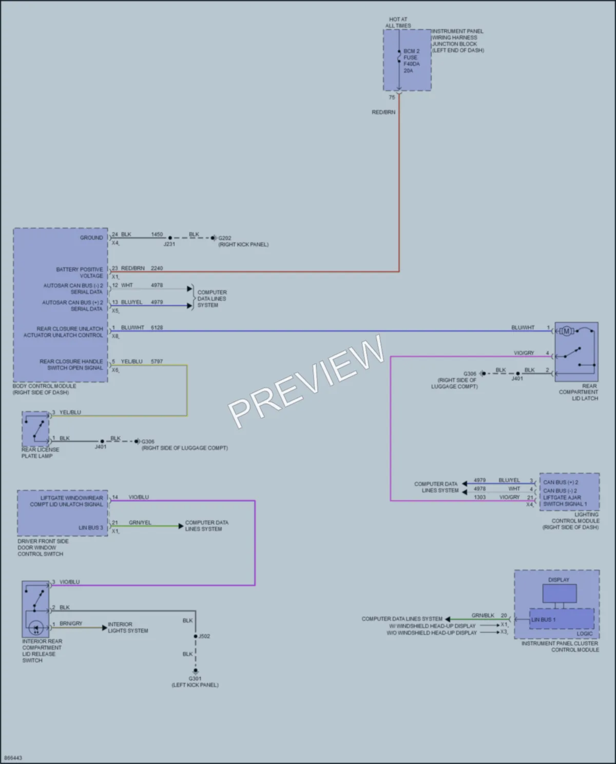 2024 Cadillac CT4V Trunk Tailgate Fuel Door wiring diagram preview