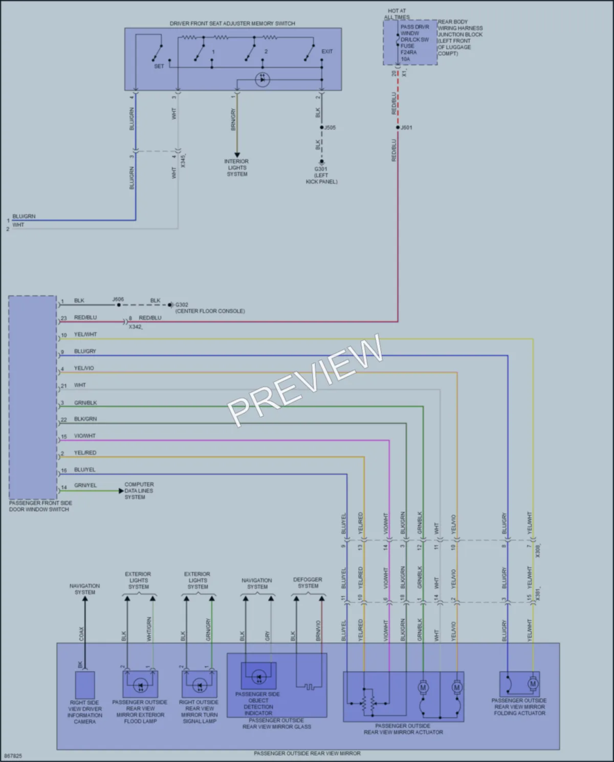 2024 Cadillac CT5 Memory Systems wiring diagram preview