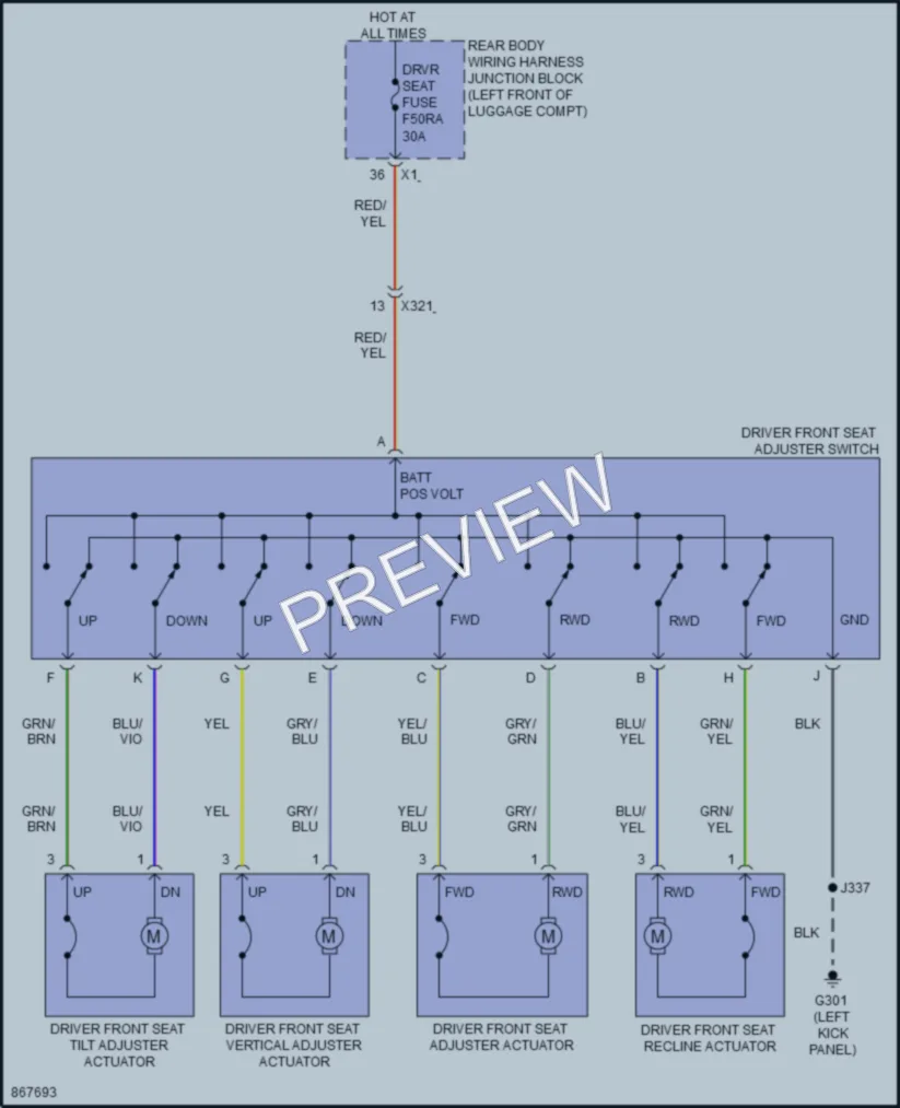 2024 Cadillac CT5 Power Seats wiring diagram preview