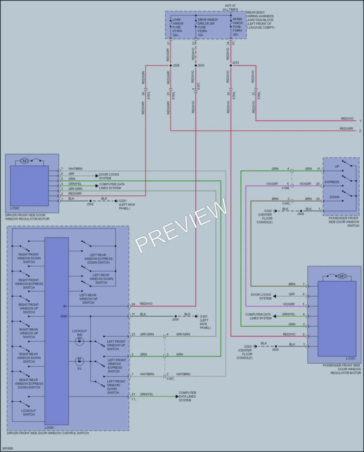 2024 Cadillac CT5 Power Windows wiring diagram preview
