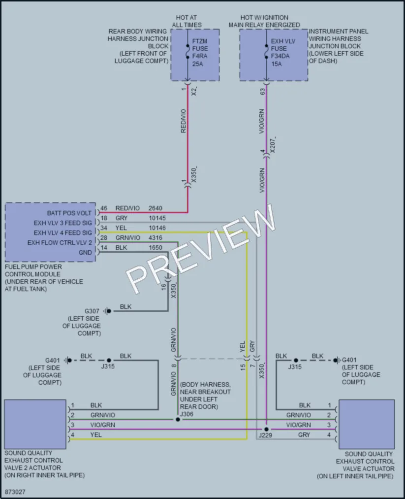 2024 Cadillac CT5V Electronic Muffler wiring diagram preview
