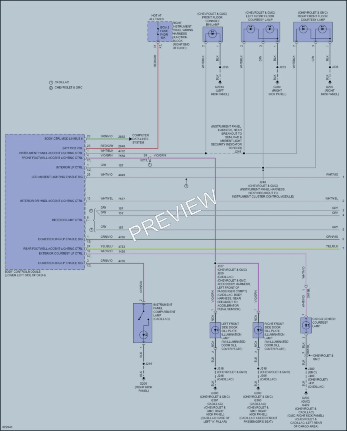 2024 Cadillac EscaladeESVV Interior Lights wiring diagram preview