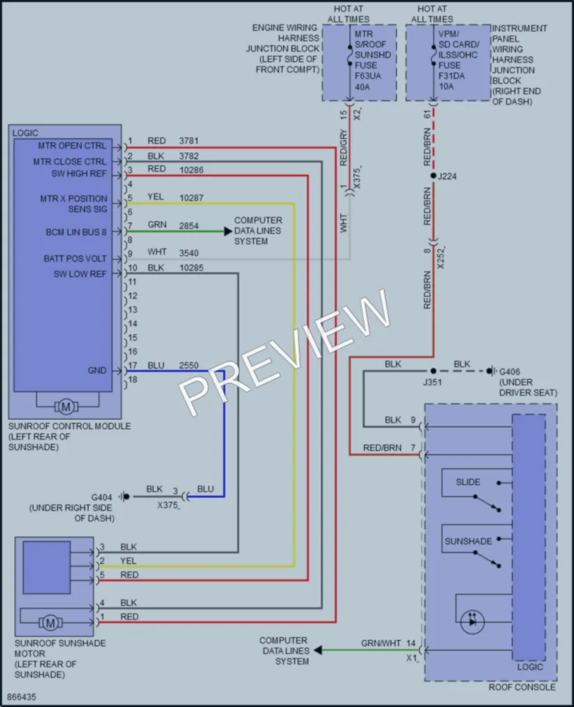 2024 Cadillac Lyriq Power Top Sunroof wiring diagram preview