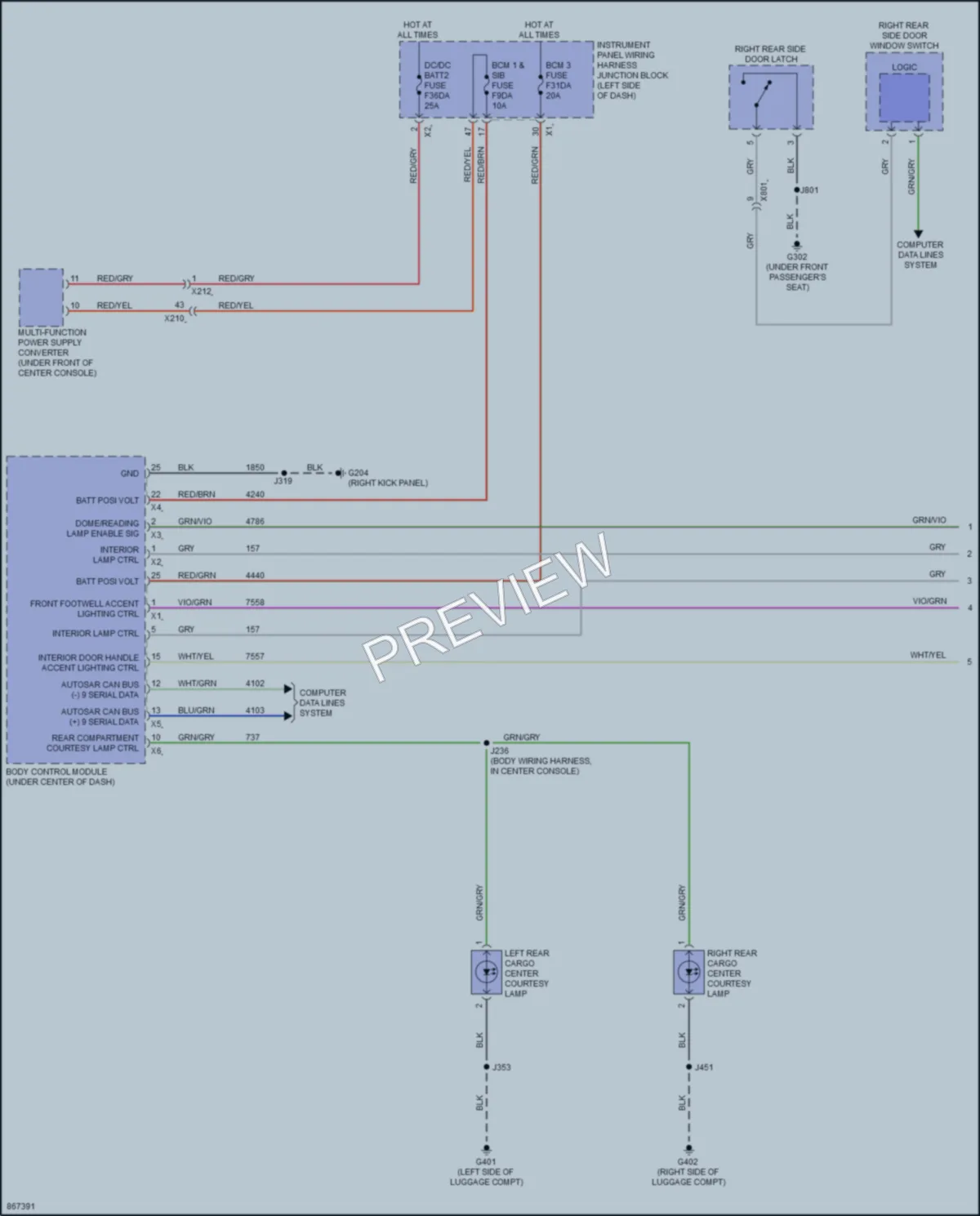 2024 Cadillac XT4 Interior Lights wiring diagram preview