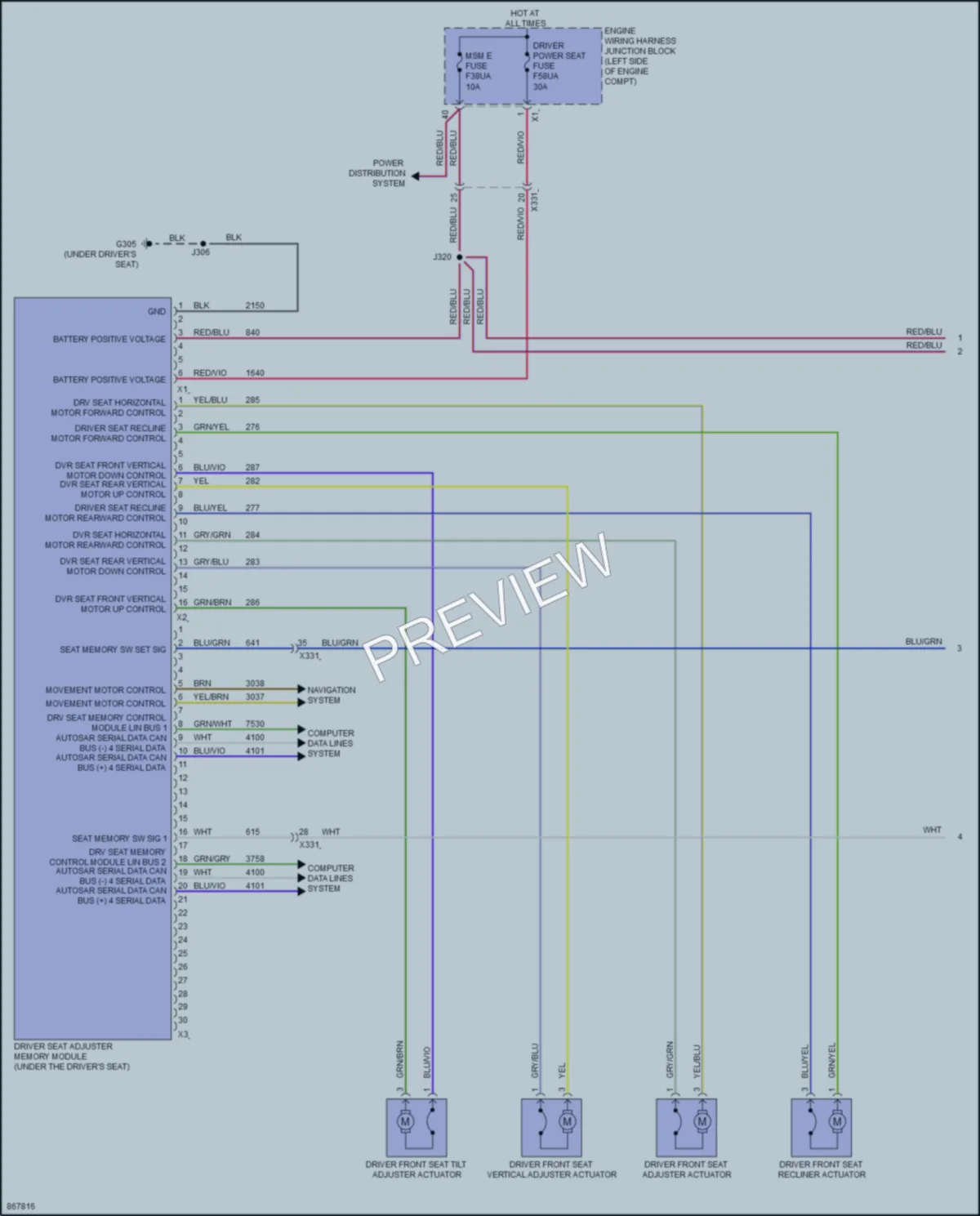 2024 Cadillac XT4 Memory Systems wiring diagram preview