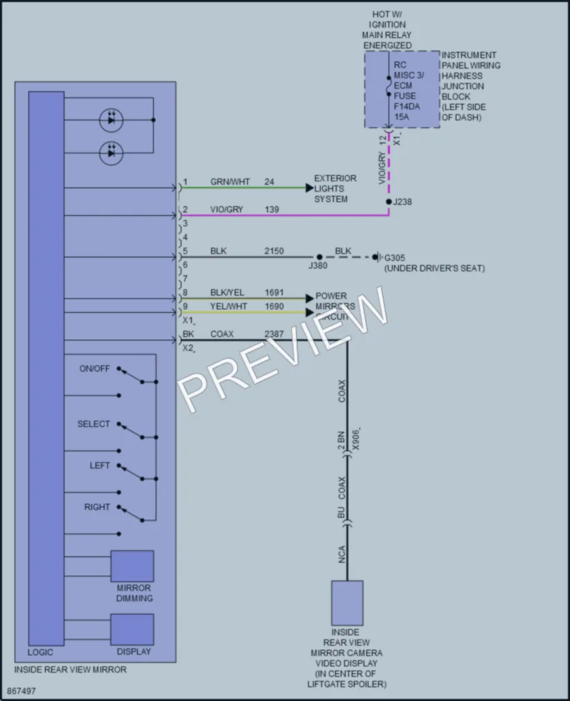 2024 Cadillac XT4 Power Mirrors wiring diagram preview