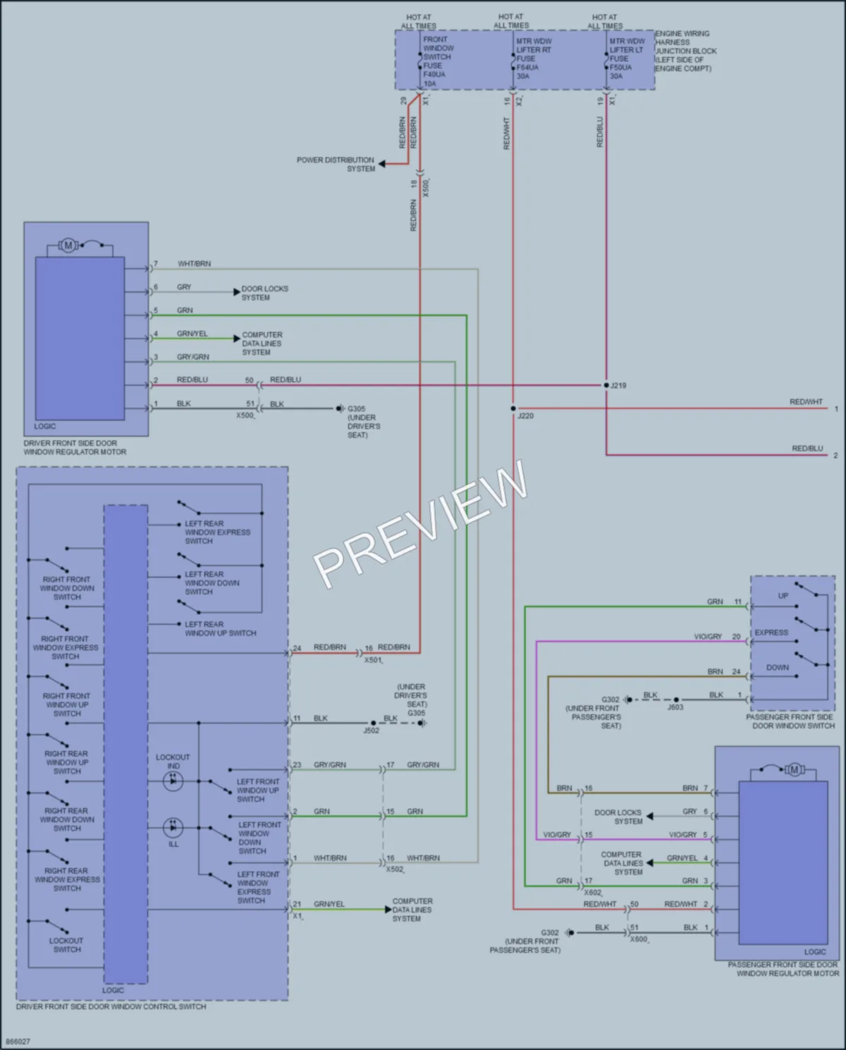 2024 Cadillac XT4 Power Windows wiring diagram preview
