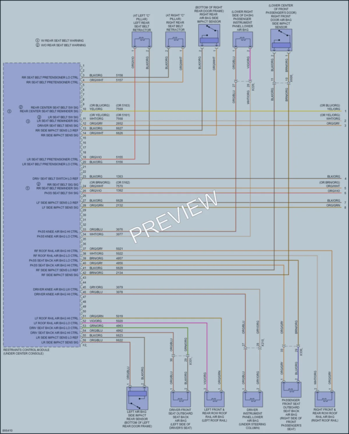 2024 Cadillac XT4 Supplemental Restraints wiring diagram preview