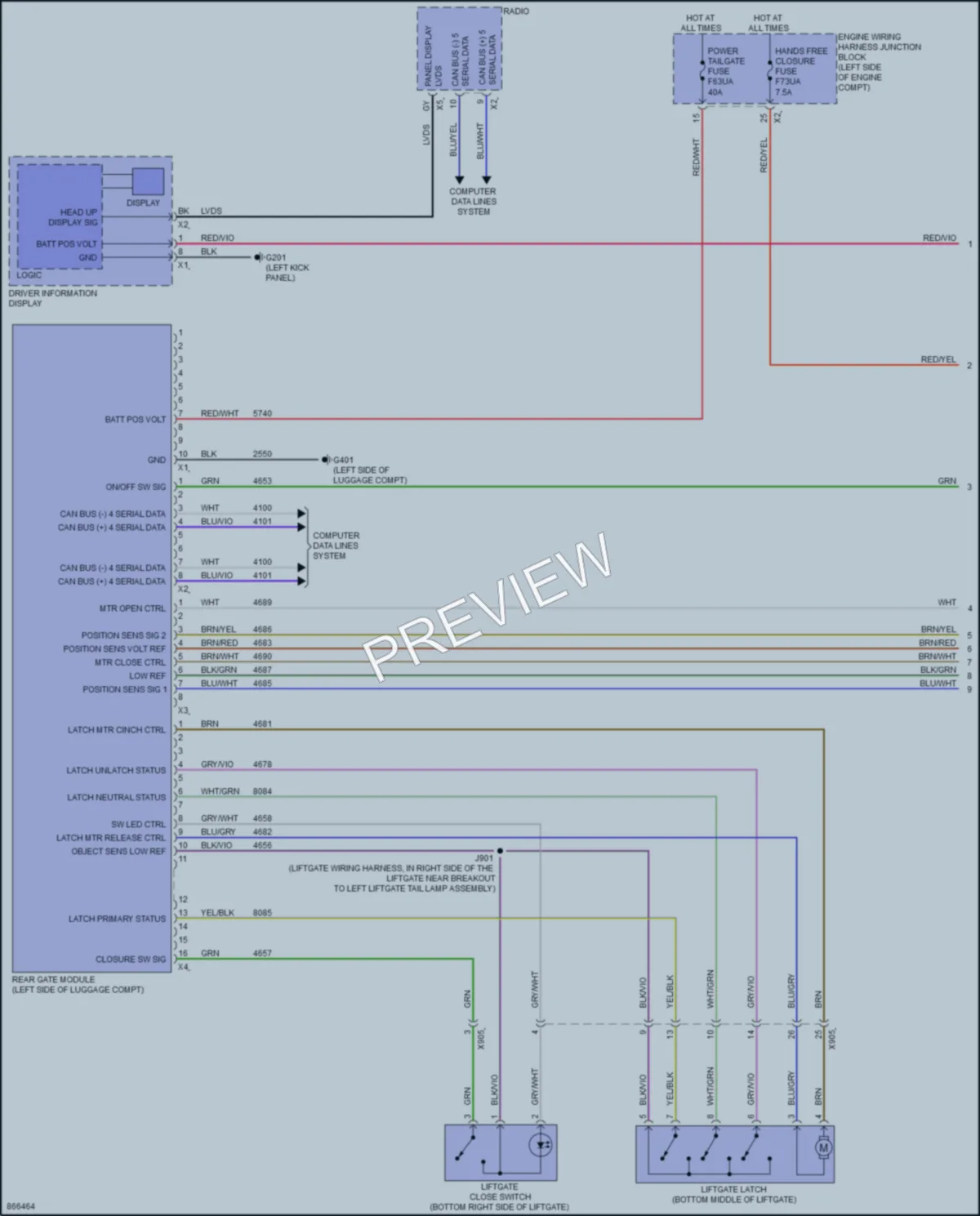 2024 Cadillac XT4 Trunk Tailgate Fuel Door wiring diagram preview