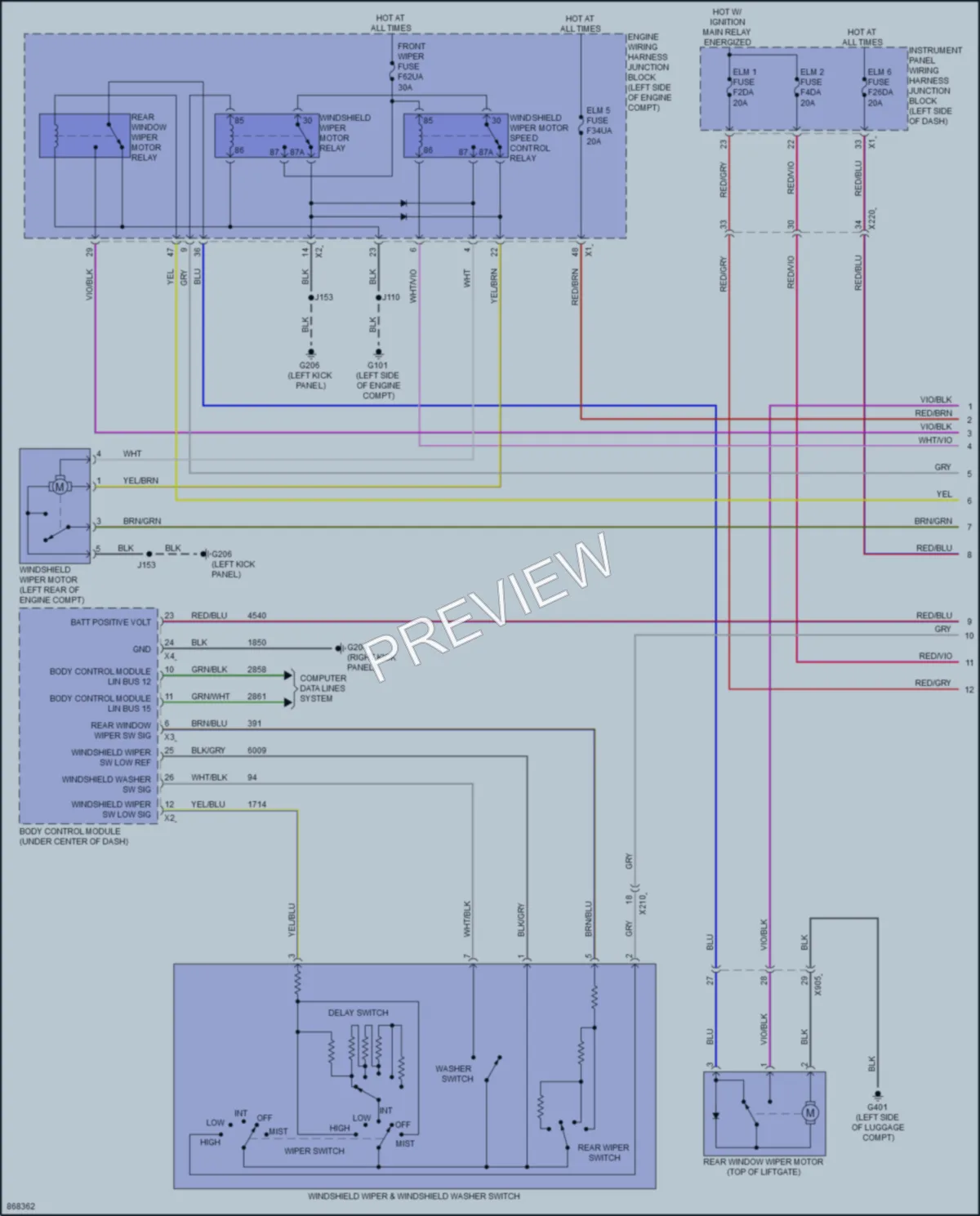 2024 Cadillac XT4 Wiper Washer wiring diagram preview