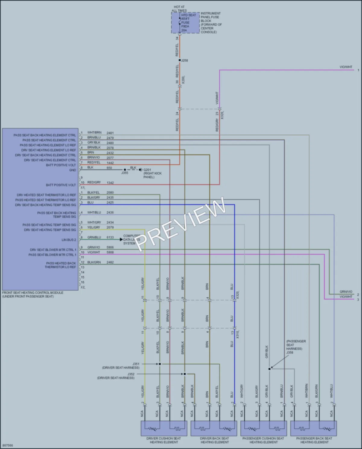 2024 Cadillac XT6 Power Seats wiring diagram preview