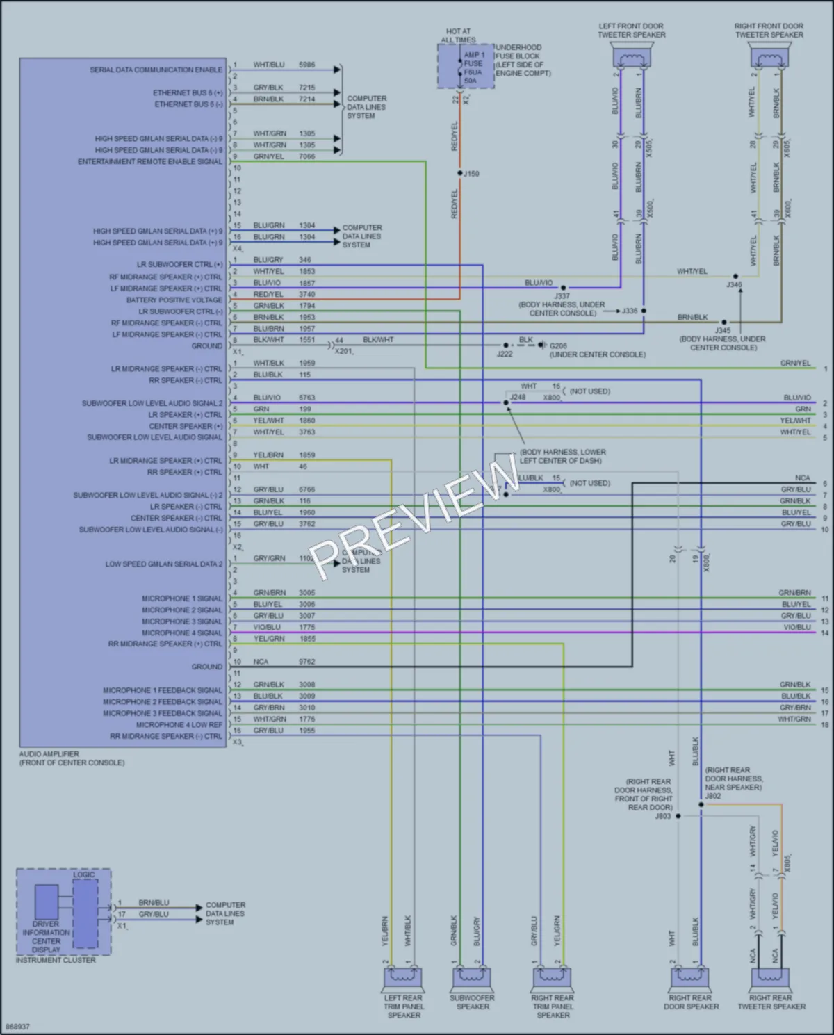 2024 Cadillac XT6 Radio wiring diagram preview