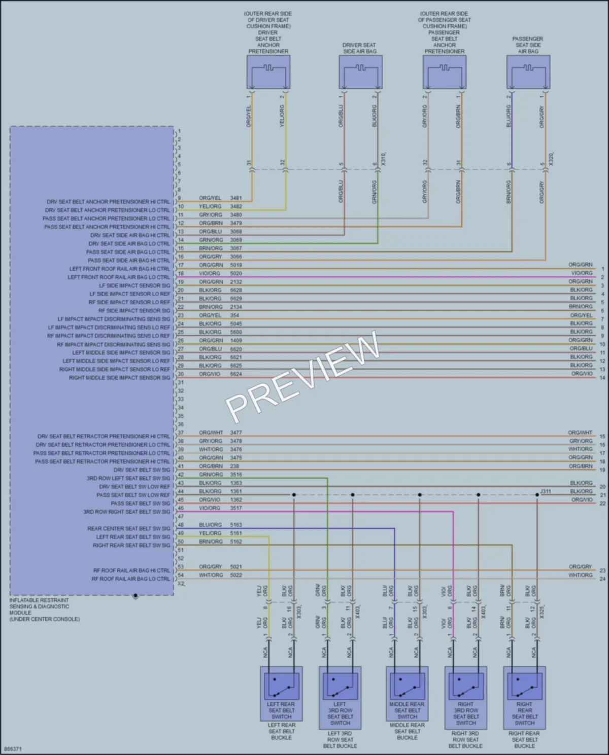 2024 Cadillac XT6 Supplemental Restraints wiring diagram preview