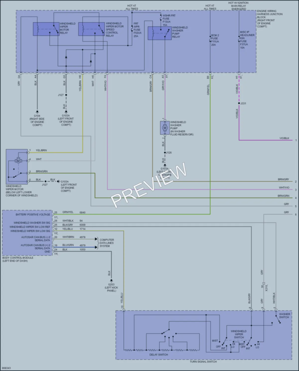 2024 Chevrolet 1500Silverado Wiper Washer wiring diagram preview