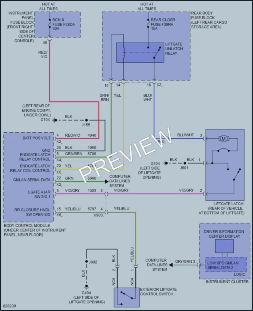 2024 Chevrolet Blazer Trunk Tailgate Fuel Door wiring diagram preview