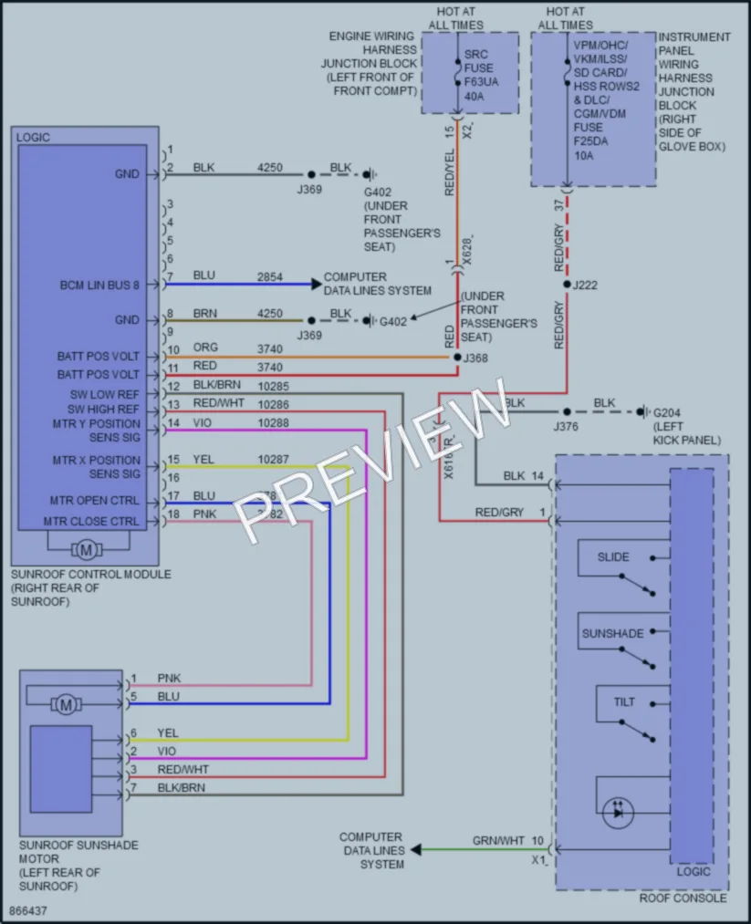 2024 Chevrolet BlazerEV Power Top Sunroof wiring diagram preview