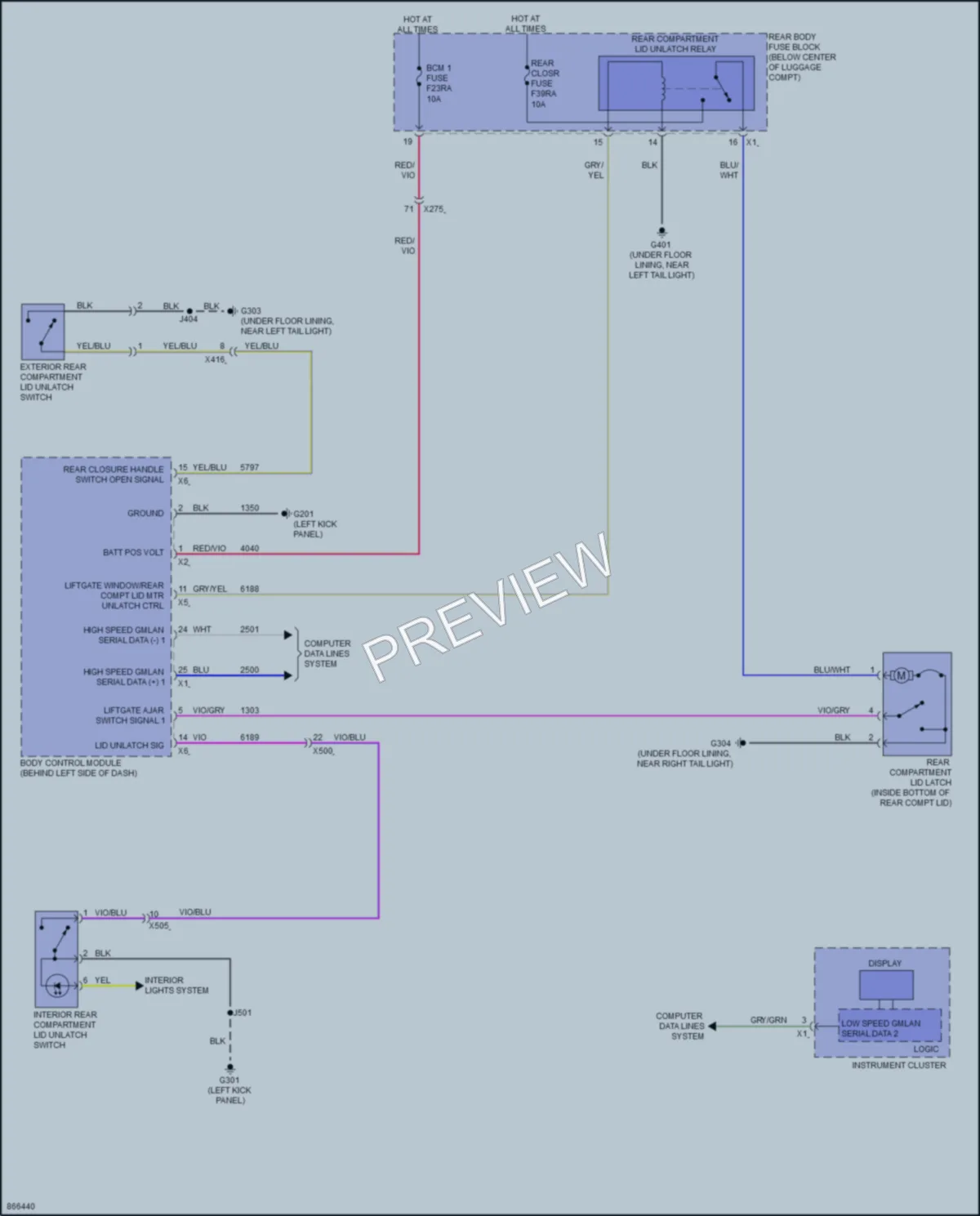 2024 Chevrolet Camaro Trunk Tailgate Fuel Door wiring diagram preview