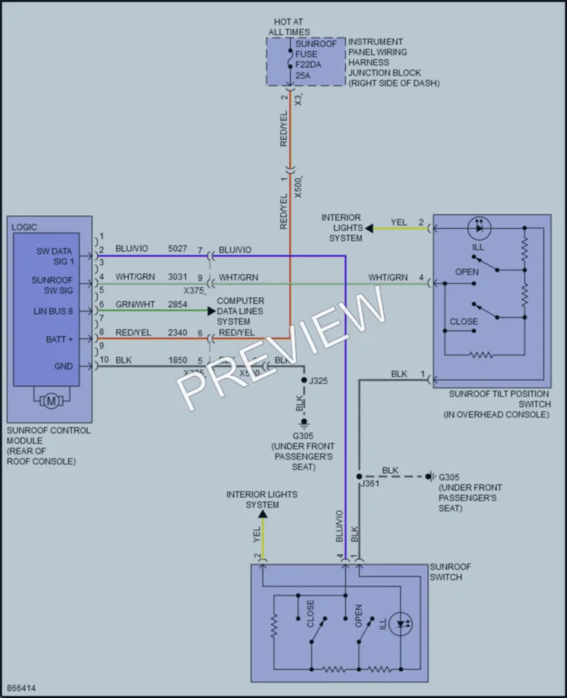 2024 Chevrolet Colorado Power Top Sunroof wiring diagram preview
